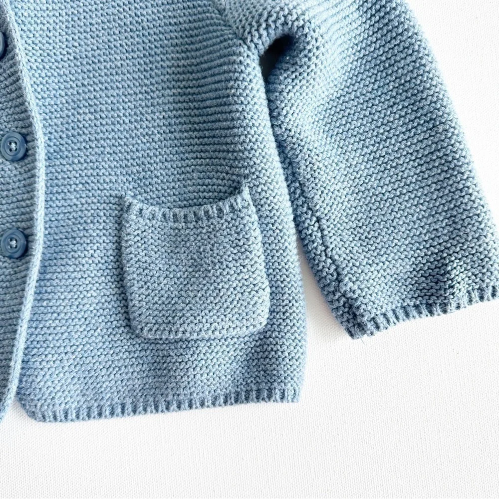 Baby Gap Baby Bear Garter Cardigan Light Indigo Blue Size 12-18 Months